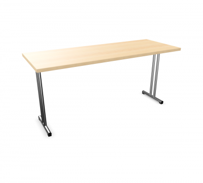 Rechteckiger Klapptisch "Basic" von Brunner mit hellem Holzdekor und verchromtem Gestell. Ideal für Konferenzen.